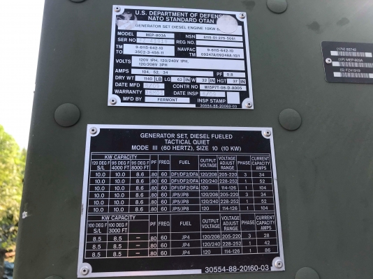 ขายเครื่องปั่นไฟตู้ทหาร 10 Kw จำนวน 35 ตัว