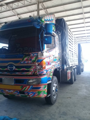 ขาย HINO 344 พ่วงแม่ลูก กระบะเหล็กคอกเกษตรดั๊ม  รถปี 55