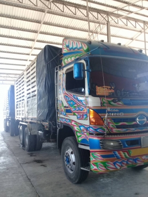 ขาย HINO 344 พ่วงแม่ลูก กระบะเหล็กคอกเกษตรดั๊ม  รถปี 55
