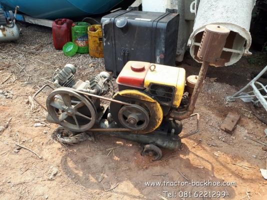 ขาย เครื่องปั๊มลม ปั๊มลม เครื่องยนต์ดีเซล 1 สูบ YANMAR ถังคู่ 6 แรง เก่าญี่ปุ่น