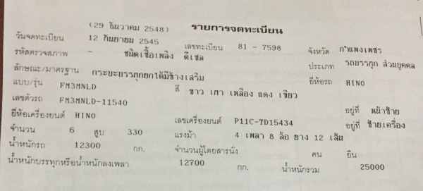 พ่วง 20 ล้อ HINO 3M ปี 38 วางเครื่อง P11C กระบะมิเนียมคอกเกษตร  - ดั้ม มี 2 พ่วง สภาพพร้อมใช้ พร้อมโอน