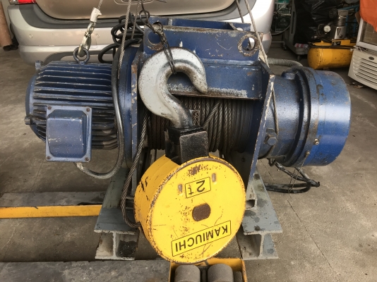 ขายรอกไฟฟ้าแบบสลิง Kamiuchi 2ton. 380V Made in Japan 2ทิศทาง สภาพสวยมาก หมุนนิ่ม สลิงสวย พร้อมใช้งาน