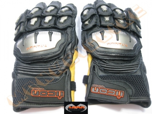 ขายถุงมือ Icon TiMax เสริมโลหะ Titanium ทำจากหนังอย่างดีใส่ง่าย กระชับ ไม่ร้อน