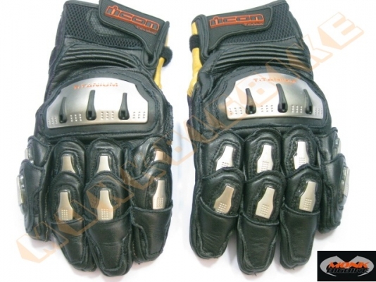 ขายถุงมือ Icon TiMax เสริมโลหะ Titanium ทำจากหนังอย่างดีใส่ง่าย กระชับ ไม่ร้อน