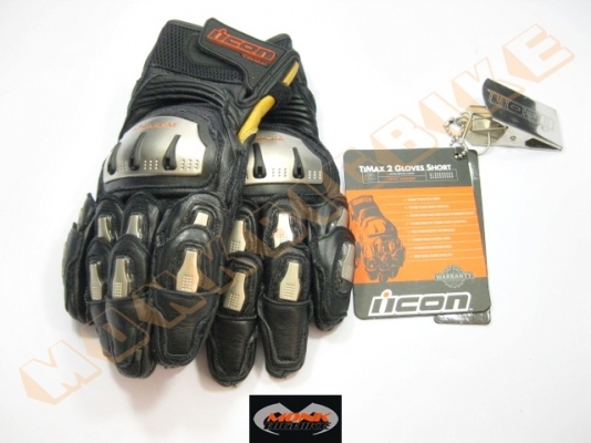 ขายถุงมือ Icon TiMax เสริมโลหะ Titanium ทำจากหนังอย่างดีใส่ง่าย กระชับ ไม่ร้อน