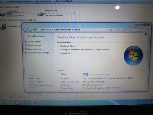 โน๊ตบุ๊ค ASUS X550ZE-XX141D 15.6 นิ้ว AMD Quad Core A10-7400P Ram 4G HDD 750 GB มีการ์ดจอ ที่ชาร์ท ส