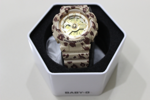 นาฬิกา CASIO Baby-G รุ่น BA-110LP-9ADR ลายเสือดาว ของแท้ สภาพใหม่มาก มีกล่องเหล็ก ส่งฟรี
