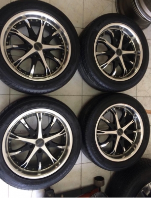 ล้อขอบ17 ET38กว้าง7.5ทั้ง4ลูก5/114ไม่มีซ่อมเดิมๆสีตามการใช้งาน  ID line Tel. 0850448320