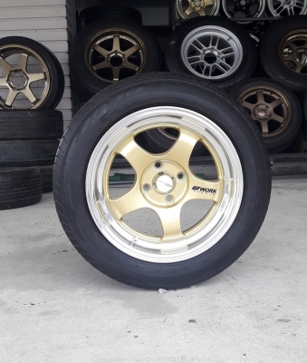 ล้อใหม่WORK S1 (สีทองหน้าเงา) ขอบ15 4รู พร้อมยาง  ปี16  4 ล้อ