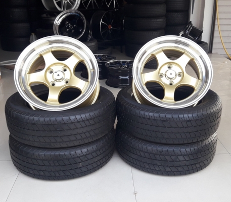 ล้อใหม่WORK S1 (สีทองหน้าเงา) ขอบ15 4รู พร้อมยาง  ปี16  4 ล้อ