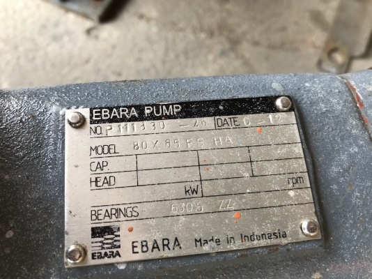 ขายหัวปั้มน้ำหอยโข่ง Ebara 80x65FSH ขนาดเข้า 3นิ้ว ออก 2.5นิ้ว ใบพัดทองเหลือง สภาพสวยมาก หมุนนิ่ม มี 3ตัวครับ