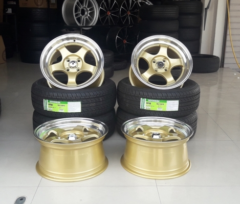 ล้อใหม่WORK S1 (สีทองหน้าเงา) ขอบ15 4รู พร้อมยางใหม่  ปี17  4 ล้อ