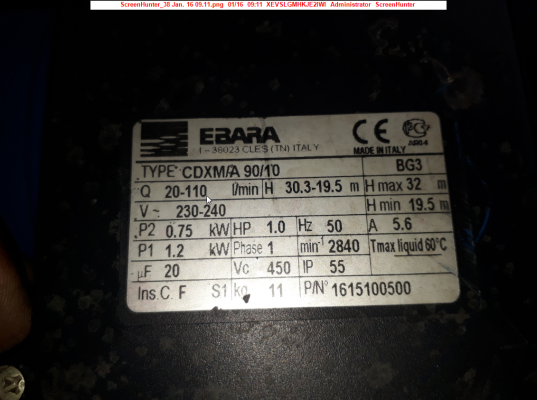 ขาย ปั๊มน้ำ EBARA รุ่น CDXM 90/10(ไฟ 1เฟส / 220โวลต์) อิตาลีแท้