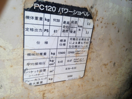ขายรถแบคโฮ KOMATSU PC120-5 ราคา 550000