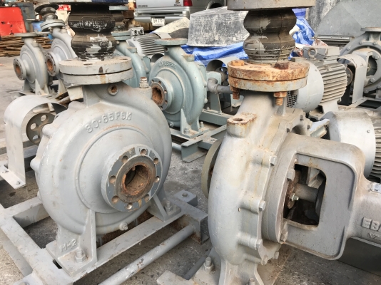 ขายปั้มน้ำหอยโข่ง Ebara 80x65FSK ขนาดเข้า 3นิ้ว ออก 2.5นิ้ว ใบพัดทองเหลือง รุ่นใบพัดใหญ่ส่งน้ำไกล ชนมอเตอร์ 15HP. 380V สภาพสวยเดิมๆ พร้อมใช้งาน มี 5ชุดครับ