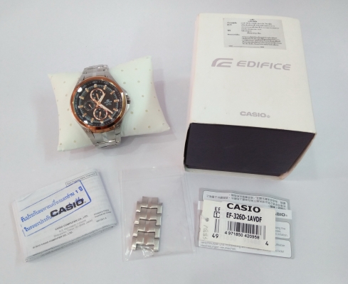 นาฬิกา Casio Edifice รุ่น EF-326D-1AVDF ผู้ชาย สาย stainless สภาพใหม่ ยกกล่อง ส่งฟรี