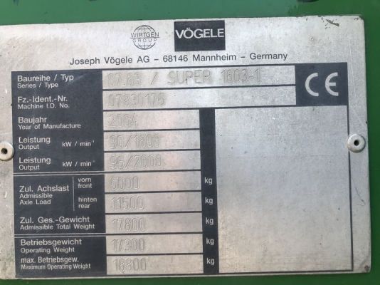 รถปูยาง Vogele รุ่น S1603-1 ปี 2004 ใช้งาน 4 พันชั่วโมง นำเข้าจากญี่ปุ่น รถปูยาง Vogele รุ่น S1603-1 ปี 2004 ใช้งาน 4 พันชั่วโมง นำเข้าจากญี่ปุ่น