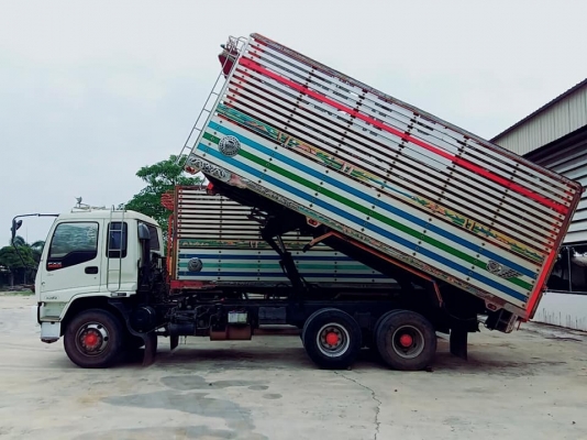 Isuzu 320 แรง ปี 51 ดัมพ์คอกเกษตรแม่ลูก 3 เพลา ยาว 7.50 เมตร พร้อมใช้สุดๆ ทะเบียนพร้อม