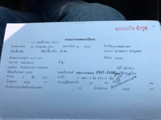ขาย 185,000 บาท ISUZU NKR58LU5M ปี 36 ยาว 4.2 เมตร เครื่อง 4BD1-TURBO -135 แรง เกียร์สั้น หัวบาง ยาง ดี คัสชีสวย เอกสารเล่มทะเบียน  รถอยู่ นครปฐม โทร 0610710295