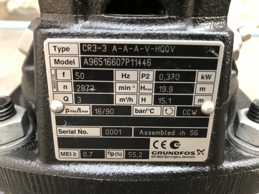 ขายปั้มน้ำแบบตั้งแรงดันสูง Groundfos 0.5HP. 380V สภาพสวย หมุนนิ่ม พร้อมใช้งาน มี 2ตัวครับ