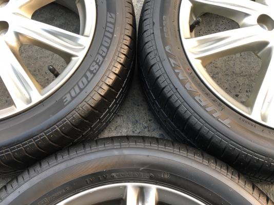 ล้อแม็ก Toyota Vios ตัวท็อป ขอบ 16 สีรมดำ พร้อมยาง Bridgestone 195-50-16 ปี13