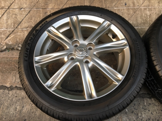 ล้อแม็ก Toyota Vios ตัวท็อป ขอบ 16 สีรมดำ พร้อมยาง Bridgestone 195-50-16 ปี13