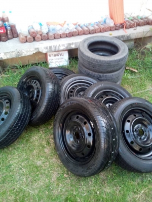 กะทะล้อ ขอบ15 ขนาด 4 รู 100 mm. พร้อมยาง 185/60R15 หรือ เลือกได้ 175/65R15 โทร.081-427-3941 ตจว.ส่งไ