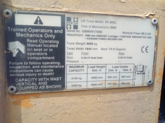 รถฟอร์คลิฟท์ hyster  7 ตัน เครื่องยนดีเชล