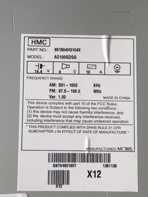 วิทยุติดรถแท้ hyundai h1