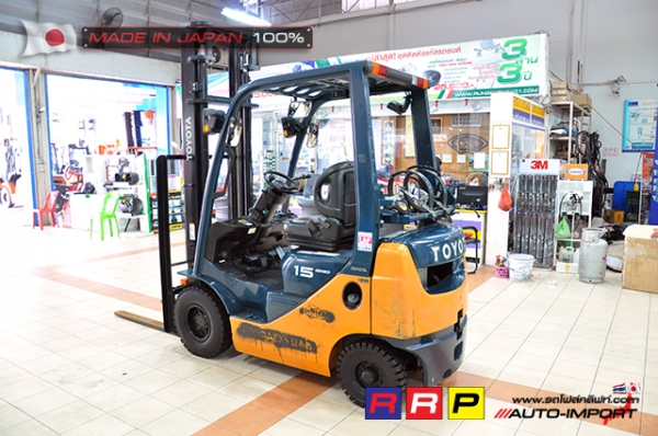 ขายรถโฟล์คลิฟท์มือสอง TOYOTA รุ่น 8FG15-35100 นำเข้าจากประเทศญี่ปุ่น 100\% ไม่เคยใช้งานในไทย