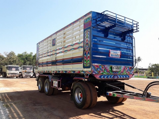 Hino 344 แรง ปี 55 เฟืองเร็ว รถพ่วงแม่ลูกกระบะดัมพ์เหล็อคอกเกษตร ลูก 3 เพลาแท้ ยาว 7 เมตร บรรทุกได้ 30 ตัน ทะเบียนพร้อม