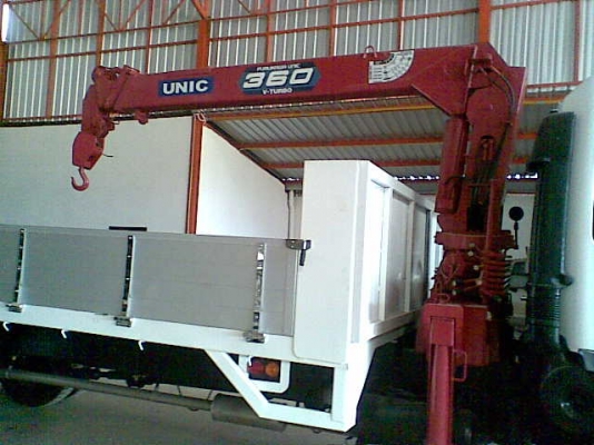 ขาย6ล้อฮีโน่ FF หัวสมอเงิน เครื่อง HO7D ติดเครนมือสองจากญี่ปุ่น ยี่ห้อยูนิค  360 วีเทอร์โบ 4 ปลอก