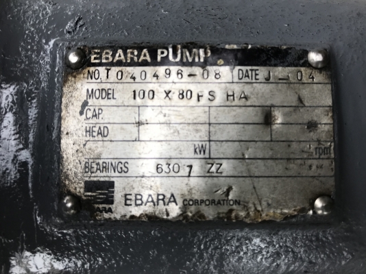 ขายหัวปั้มน้ำหอยโข่ง Ebara 100x80FSH ขนาดเข้า 4นิ้ว ออก 3นิ้ว ใบพัดทองเหลือง สภาพดี ทำสีใหม่ พร้อมใช้งาน