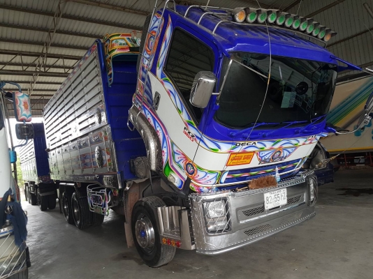 ISUZU FXZ DECA 360 DT ปี 57 แม่ลูกดัมพ์เกษตรพืชไร่ กระบะมิเนียมอู่.โชคชัย ไมล์35x,xxx กม. รถโรงสีวิ่งข้าว พื้นกะบะสวยไม่มีบุบ เฟืองช้า ภาษี พรบ.เต็มหมดก.ย 61 เอกสารเล่มพร้อมโอน แม่ลูกใส่ของได้28.10ตัน