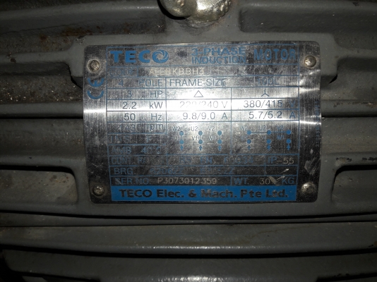 ขาย !! มอเตอร์.TECO.ขนาด3แรง3สาย.รอบ1460.พร้อมใช้ ขาย !! มอเตอร์.TECO.ขนาด3แรง3สาย.รอบ1460.พร้อมใช้