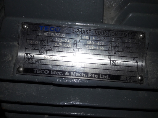 ขาย !! มอเตอร์.TECO.ขนาด3แรง3สาย.รอบ1460.พร้อมใช้ ขาย !! มอเตอร์.TECO.ขนาด3แรง3สาย.รอบ1460.พร้อมใช้