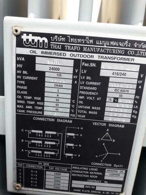 หม้อแปลงไฟฟ้า 1000kva 800 kva 250 kva
