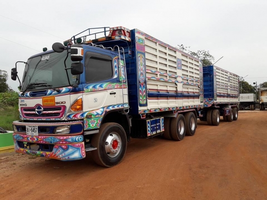 Hino 344 แรง ปี 55 เฟืองเร็ว รถพ่วงแม่ลูกกระบะดัมพ์เหล็อคอกเกษตร ลูก 3 เพลาแท้ ยาว 7 เมตร บรรทุกได้ 30 ตัน ทะเบียนพร้อม