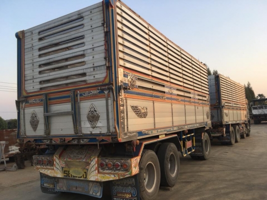 รถพ่วง 24 ล้อ Hino mega 320 แรง ปี 50 แม่ลูกดัมพ์อู่ธวัชชัยชุดใหญ่ ใส่ของได้ 29.9 ตัน พื้นฝาหน้าและตระแกรงแสตนเลส ทะเบียนพร้อม แถมยางใหม่ 6 เส้น