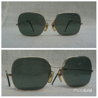 แว่นตาฝรั่งเศสโกลฟิลด์ 14 K ทศวรรษที่ 1960&#039;s โมเดลหล่ออมตะ &#039;สี่เหลี่ยม - คลาสสิค&#039; Vin