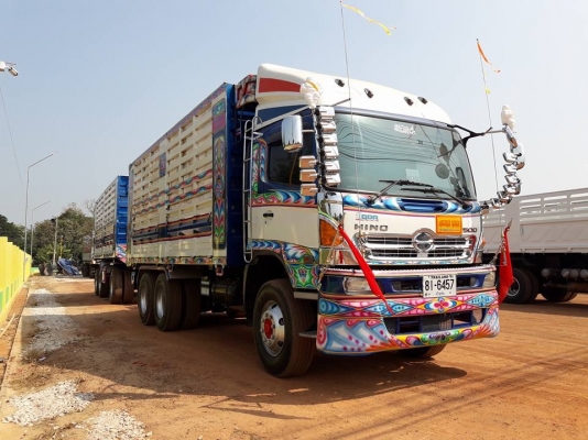 Hino 344 แรง ปี 55 เฟืองเร็ว รถพ่วงแม่ลูกกระบะดัมพ์เหล็อคอกเกษตร ลูก 3 เพลาแท้ ยาว 7 เมตร บรรทุกได้ 30 ตัน ทะเบียนพร้อม