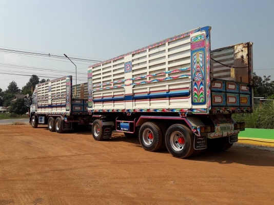 Hino 344 แรง ปี 55 เฟืองเร็ว รถพ่วงแม่ลูกกระบะดัมพ์เหล็อคอกเกษตร ลูก 3 เพลาแท้ ยาว 7 เมตร บรรทุกได้ 30 ตัน ทะเบียนพร้อม