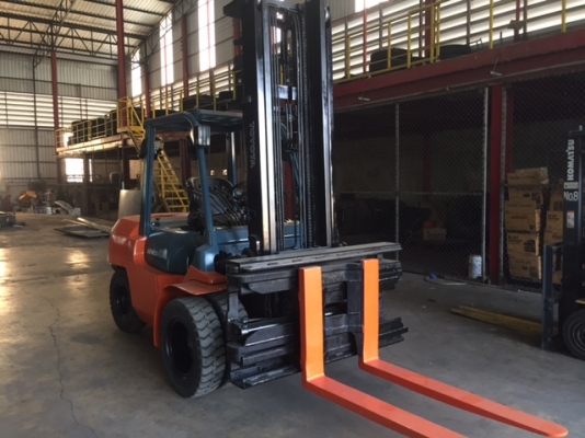 ขายโฟล์คลิฟท์  TOYOTA โตโยต้า 7FD35 3.5ตัน-รุ่น7  เครื่องยนต์ดีเซล13Z เสายกสูงสุด4.30เมตร งาหมุนได้ สไลด์ซ้ายขวาได้ สภาพพร้อมใช้ ยางตันใหม่6เส้น นำเข้าจากญี่ปุ่น