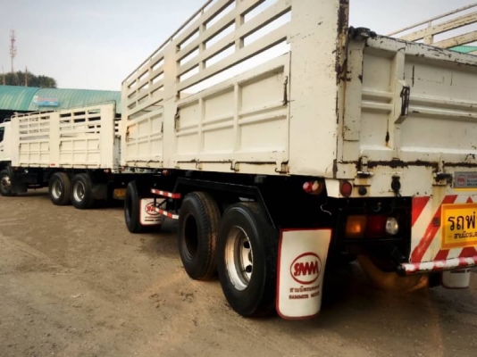 HINO เครื่อง 380 แรง ปี 51 แม่ลูกไม่ดัมพ์กระบะสามมิตร ลูก 3 เพลา ยาว 7 ม. เดิมๆ พร้อมใช้งาน