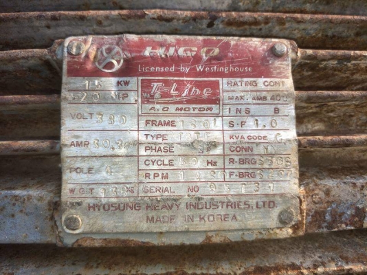 ขายด่วนปั๊มลมยิงบล็อคลม2สูบใหญ่มอเตอร์20HPสามเฟสสภาพเดิมๆพร้อมใช้