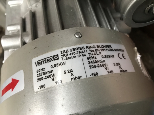 ขายริงโบวเวอร์ Ventex 1.1HP. 220V ไฟบ้าน สภาพสวยมาก หมุนนิ่ม ดูดแรง พร้อมใช้งาน