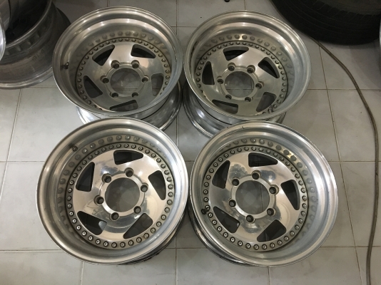 ล้ออแท้ญี่ปุ่นมือ2 3 ชิ้นแท้ ขอบ 15x8.5 ลบ35 6รูกระบะ ลึกๆประมูลญี่ปุ่น