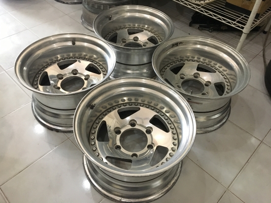 ล้ออแท้ญี่ปุ่นมือ2 3 ชิ้นแท้ ขอบ 15x8.5 ลบ35 6รูกระบะ ลึกๆประมูลญี่ปุ่น