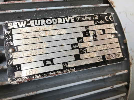 ขายมอเตอร์เกียร์ SEW eurodrive 2HP. 380V อัตราทด 1:5.6 เพลาออกประมาณ 249รอบต่อนาที สภาพสวย หมุนนิ่ม พร้อมใช้งาน ราคา 5,200 บาท