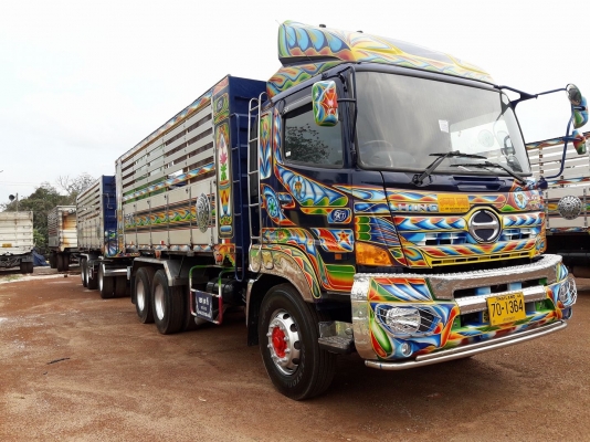 Hino Victor 344 แรง ปี 59 ไมล์ 7x,xxx  แม่ลูกดัมพ์มิเนียม ลูก 3 เพลา ทะเบียนพร้อม